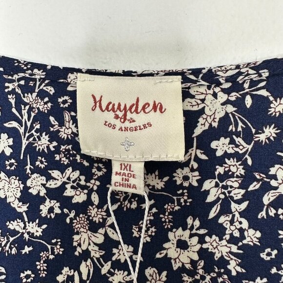 Hayden Maxi Dress Navy Blue Ditsy Floral Smocked Waist Size 1XL - Picture 3 of 11